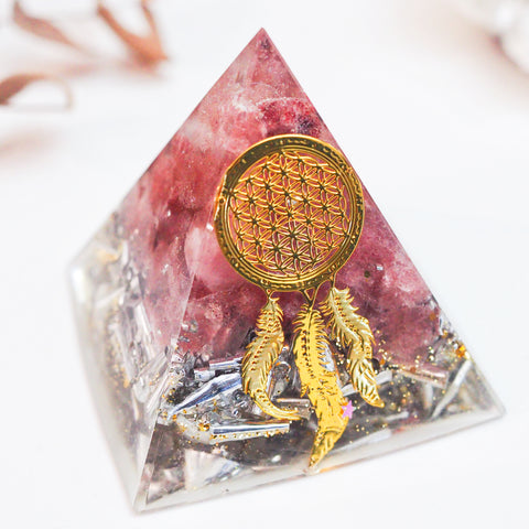 Pyramid Orgonite | Strawberry Quartz | Heart Chakra