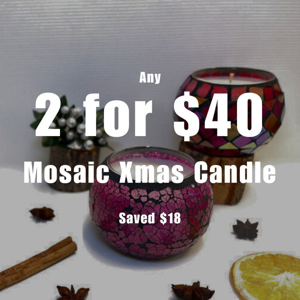 2 for $40 Mosaic Christmas Candle
