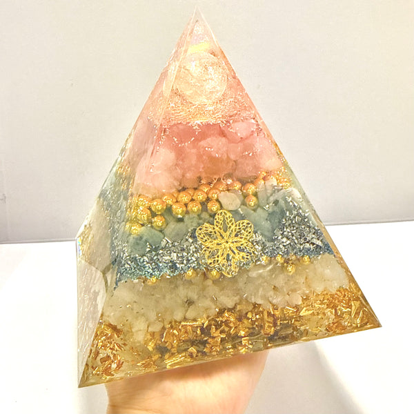 15cm Jumbo Pyramid Orgonite - The Illumined Heart