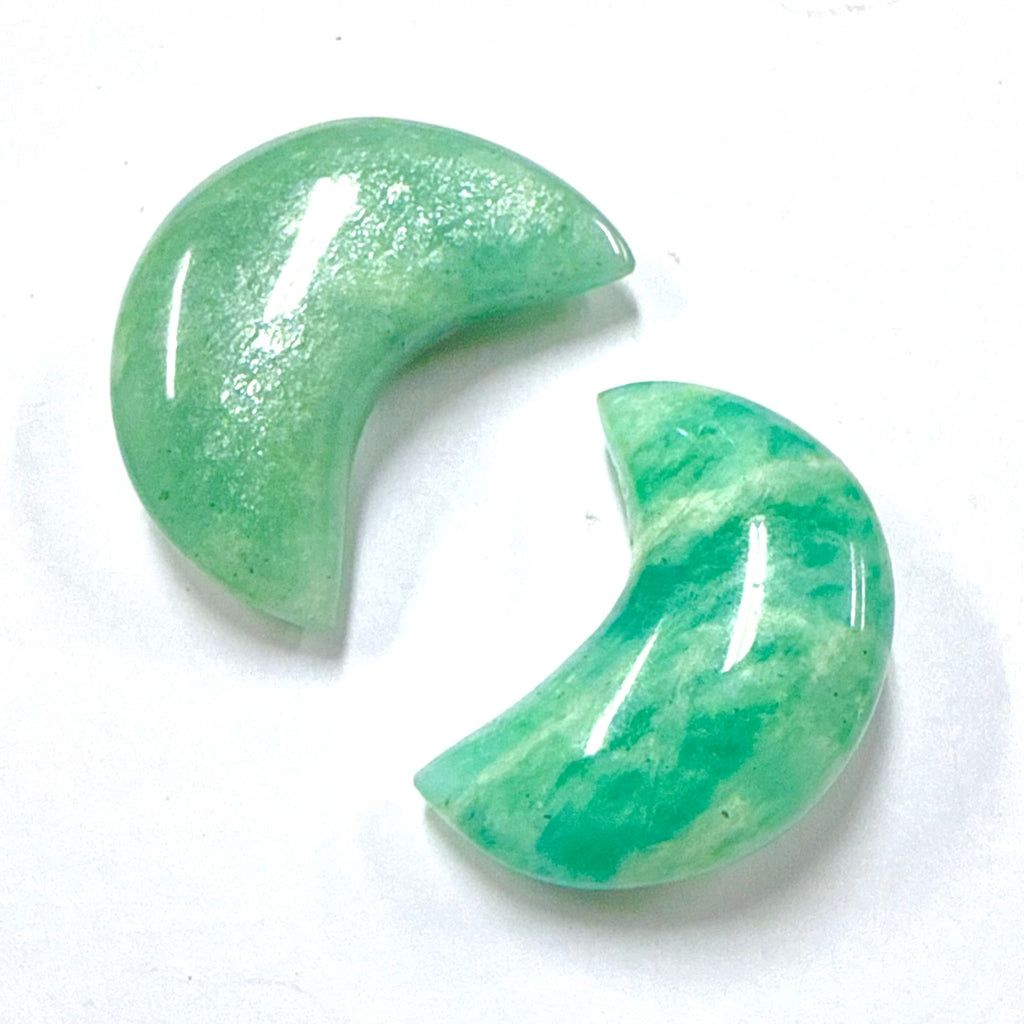 Two Amazonite Moons on white background