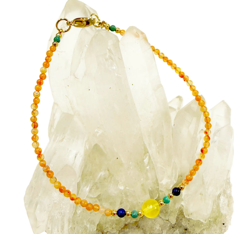 Carnelian Bracelet with Amber and Lapis Lazuli