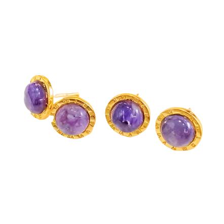 Charoite Stud Earring 925 Sterling Silver