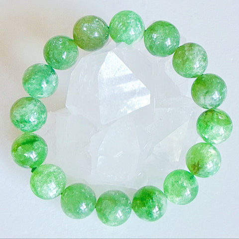 Emerald Green Lepidolite Bracelet 12.5mm (Rare)