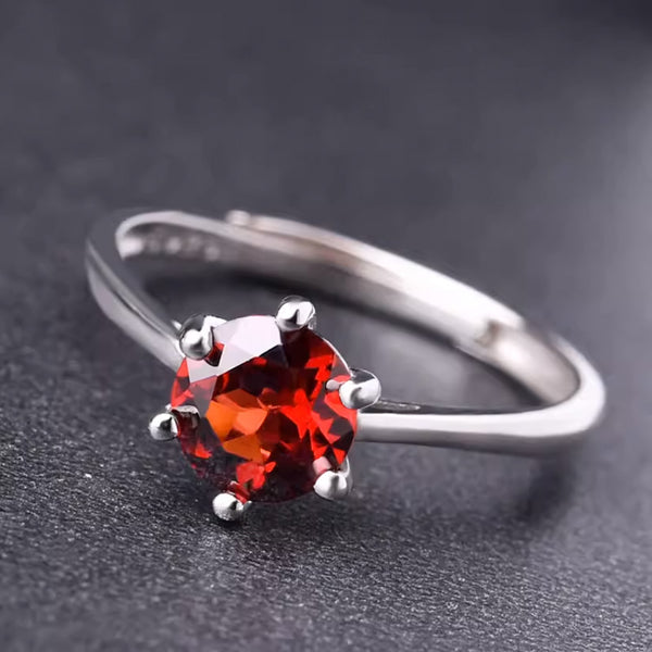 Garnet Ring 925 Sterling Silver