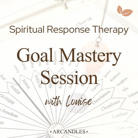 Promotional image for a Spiritual Response Therapy Goal Mastery Session with Louise from Arcandles.