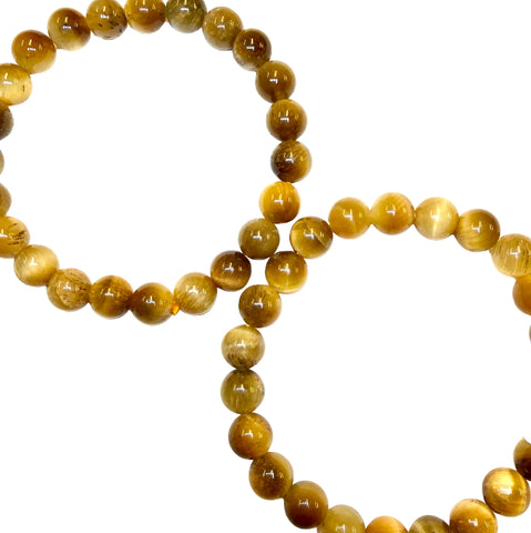 Beaded bracelet Tigers eye stones on a white background