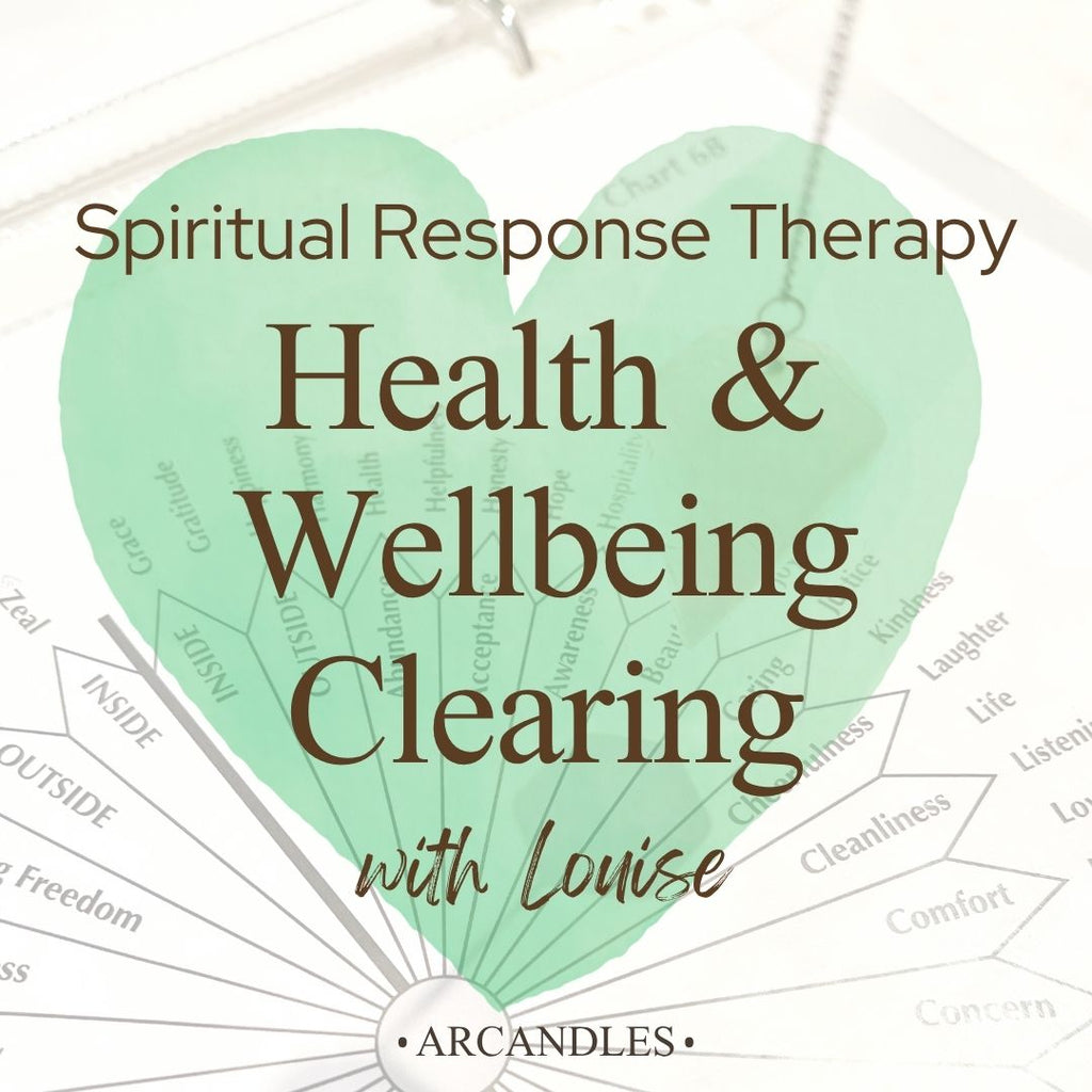 Heart-shaped logo with text 'Spiritual Response Therapy Health & Wellbeing Clearing with Louise' on a white background.