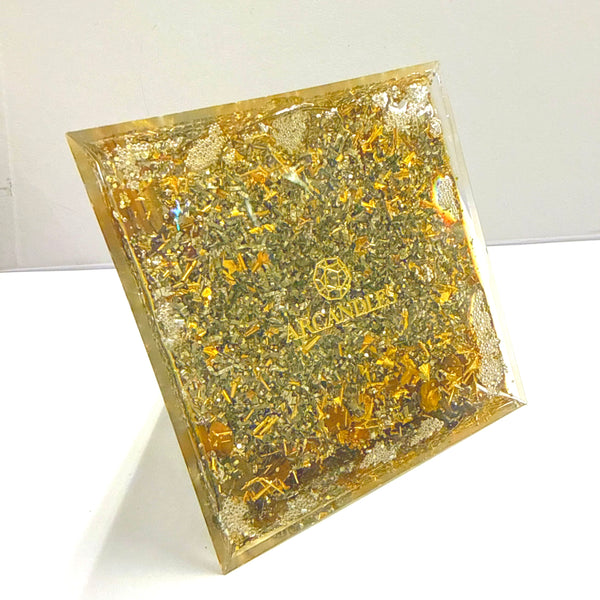 12cm Large Pyramid Orgonite - Golden Hour