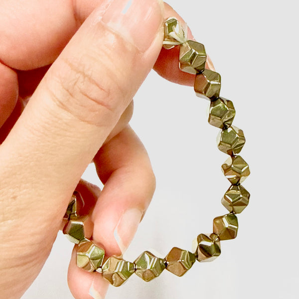 Pyrite Faceted Bracelet - Dodecahedron