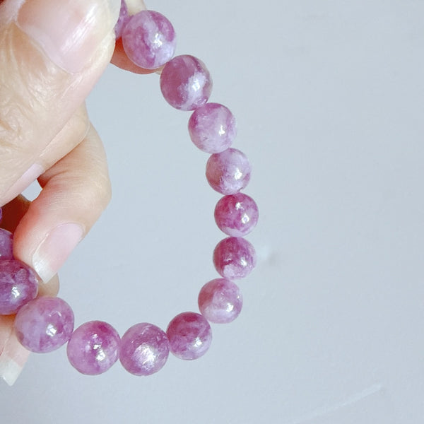 Rose Pink Lepidolite Bracelet 10mm (Rare)