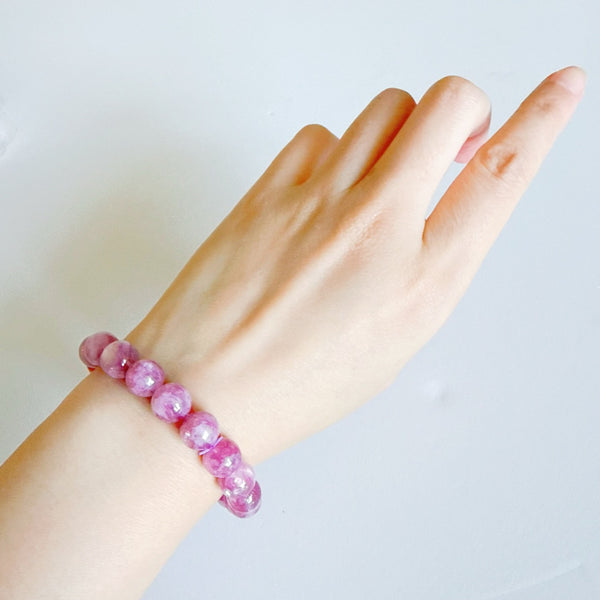 Rose Pink Lepidolite Bracelet 10mm (Rare)