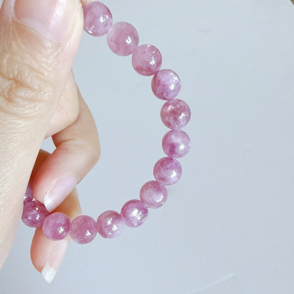 Rose Pink Lepidolite Bracelet 8mm (Rare)