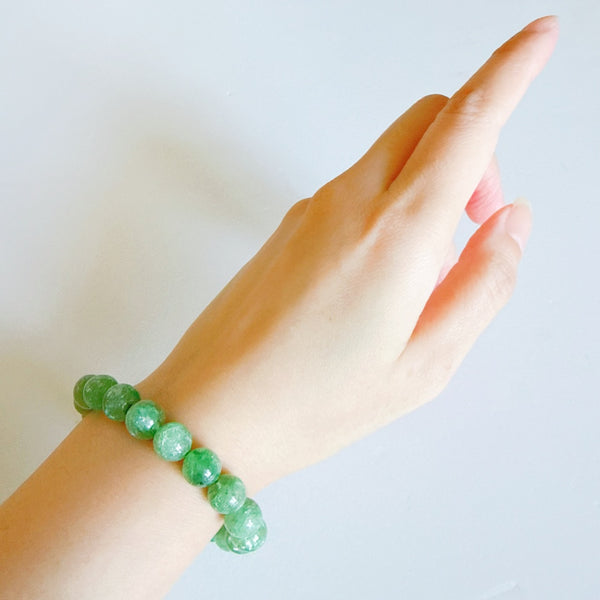 Emerald Green Lepidolite Bracelet 10mm (Rare)