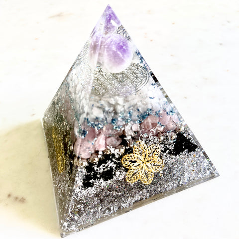 12cm Large Pyramid Orgonite - The Sacred Heart