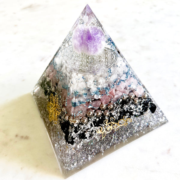 12cm Large Pyramid Orgonite - The Sacred Heart