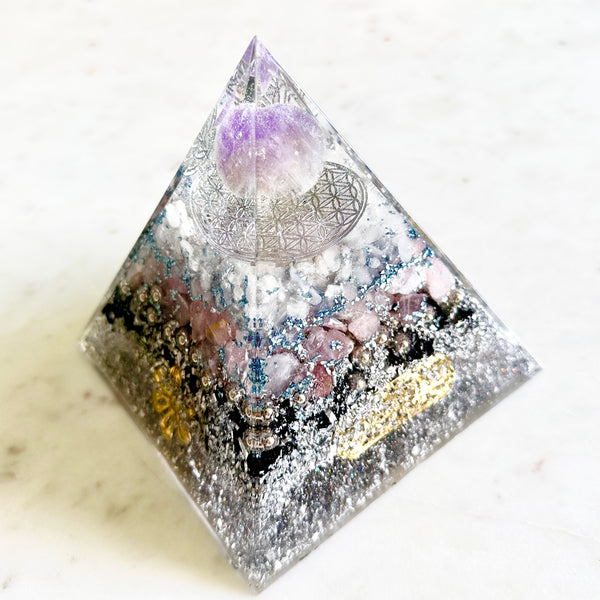 12cm Large Pyramid Orgonite - The Sacred Heart