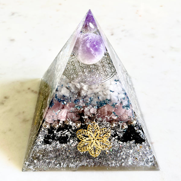 12cm Large Pyramid Orgonite - The Sacred Heart