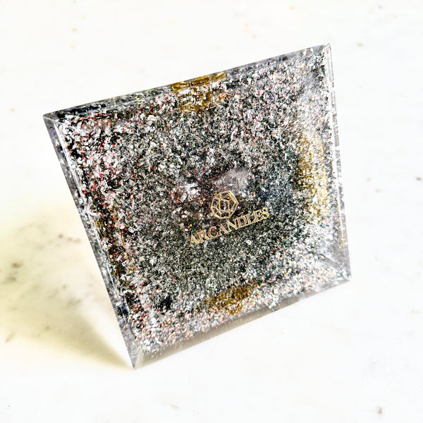 Large Pyramid Orgonite | Rose Quartz, Amethyst, Amazonite | Third Eye, Throat,Heart Chakra