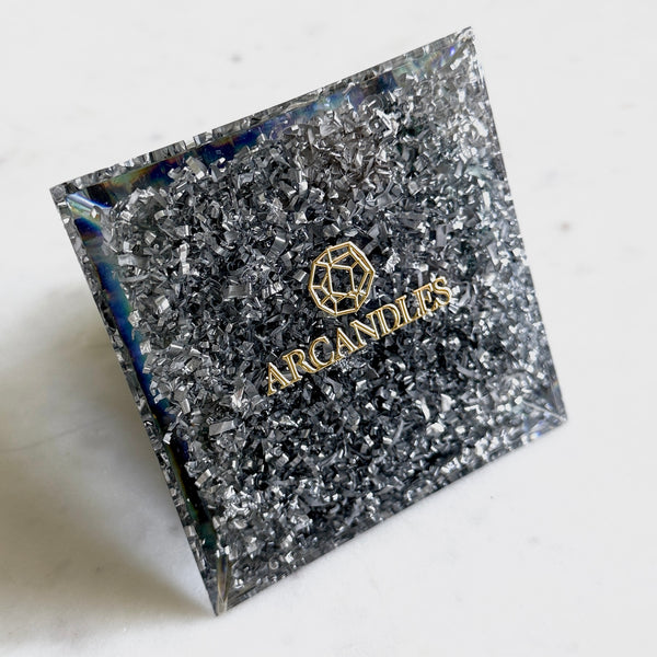 8cm Large Pyramid Orgonite |  Aquamarine, Lapis Lazuli, Amazonite | Throat Chakra