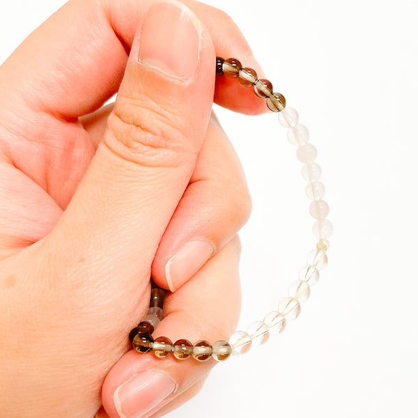 Citrine, Rose and Smoky Quartz Bracelet 4mm