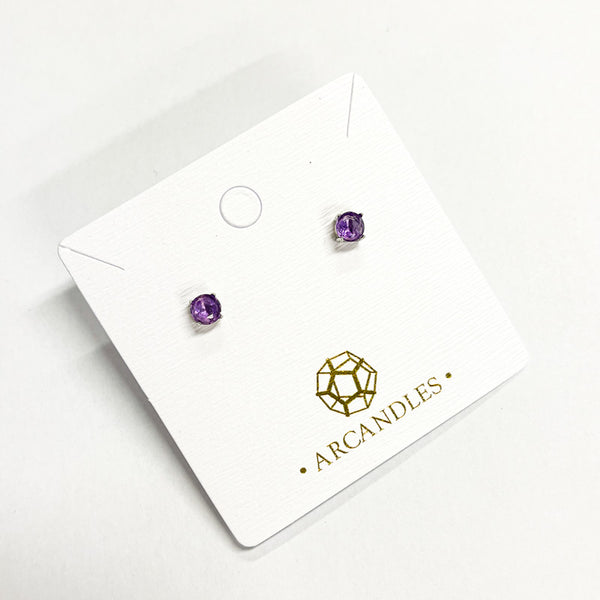 Amethyst Stud Earring 925 Sterling Silver