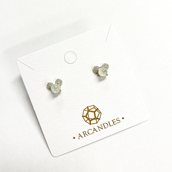 Moonstone Teddy Bear Stud Earring