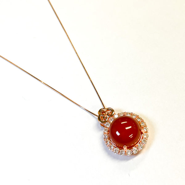 Red Agate Necklace 925 Sterling Silver (Rose Gold)