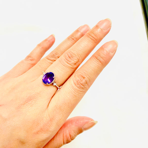Amethyst Ring (Oval) 925 Sterling Silver