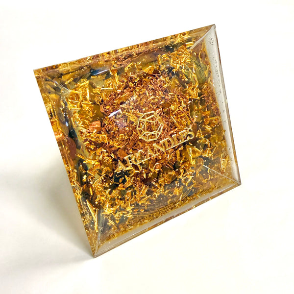 8cm Pyramid Orgonite | Citrine, Tiger Eye | Solar Plexus Chakra