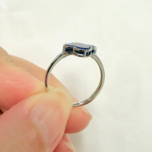 Lapis Lazuli 4 Leaf Clover 925 Sterling Silver Ring