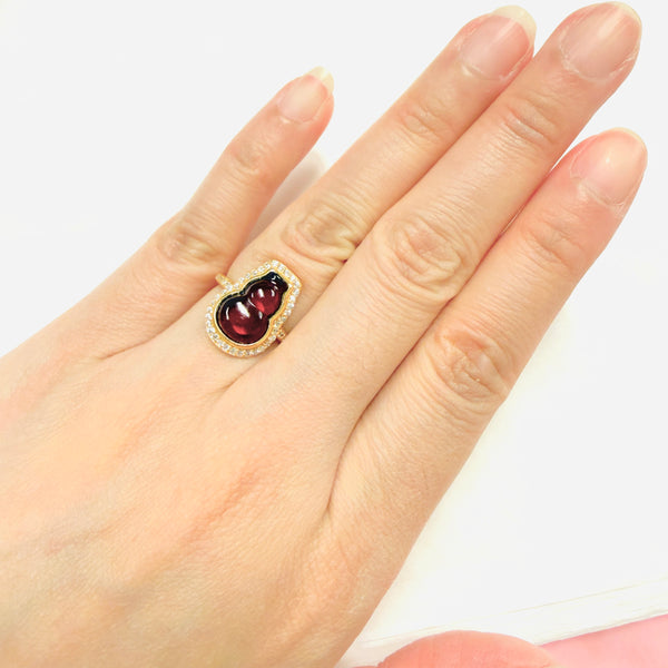 Cherry Amber Calabash 925 Sterling Silver Ring