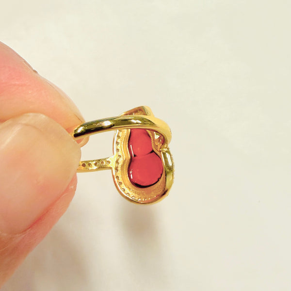 Cherry Amber Calabash 925 Sterling Silver Ring