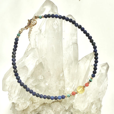 Lapis Lazuli Bracelet (With Amber)