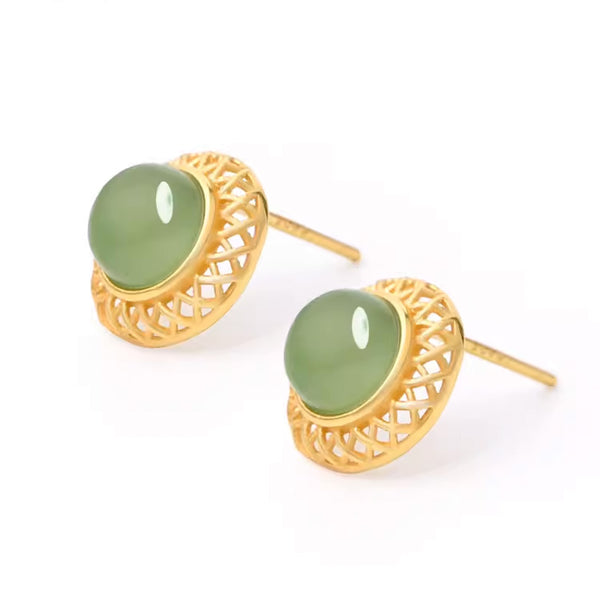 Jade Stud Earring 925 Sterling Silver 129