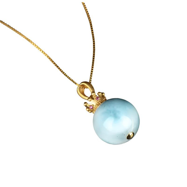 Larimar Necklace 925 Sterling Silver (Gold)