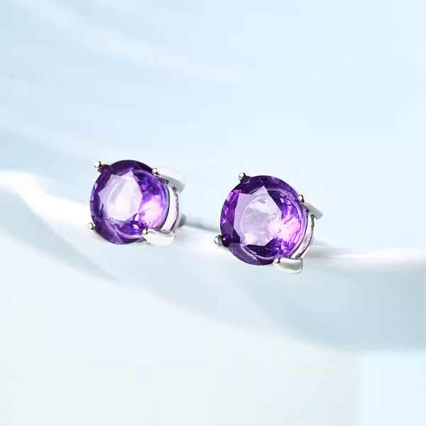 Amethyst Stud Earring 925 Sterling Silver