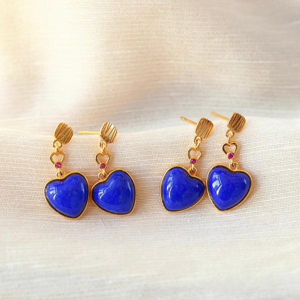 Lapis Lazuli Heart Earring 925 Sterling Silver