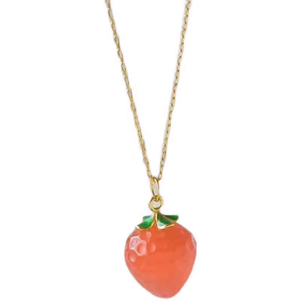 Red Agate Strawberry Necklace