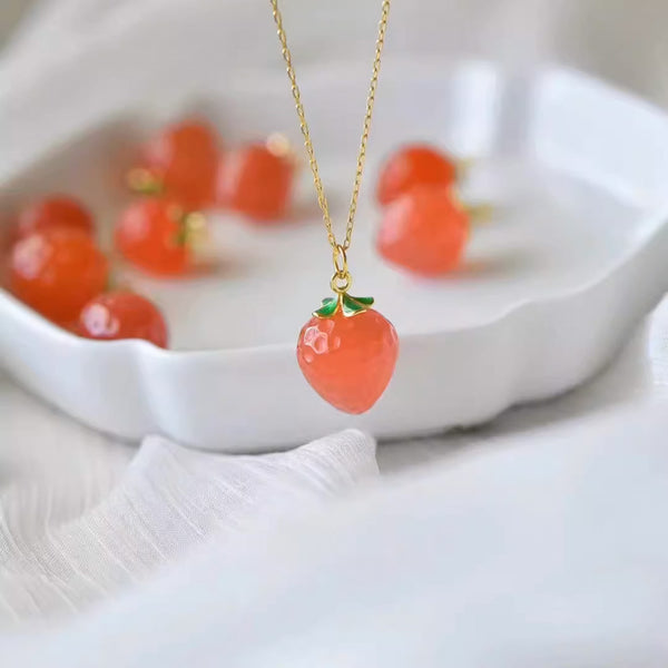 Red Agate Strawberry Necklace