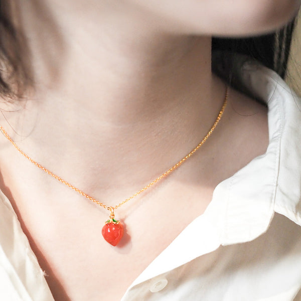 Red Agate Strawberry Necklace