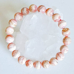 Rhodochrosite Beaded Bracelet 9mm