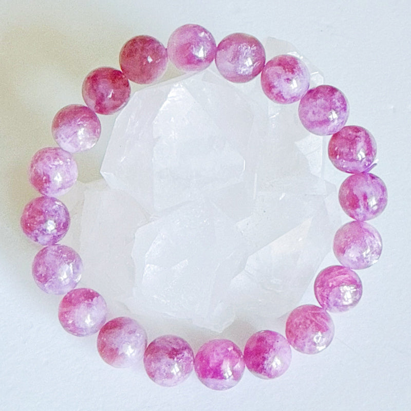 Rose Pink Lepidolite Bracelet 10mm (Rare)