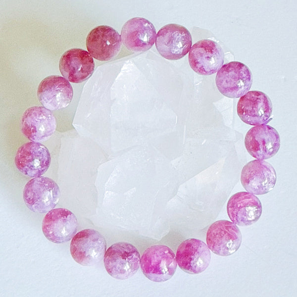 Rose Pink Lepidolite Bracelet 10mm (Rare)