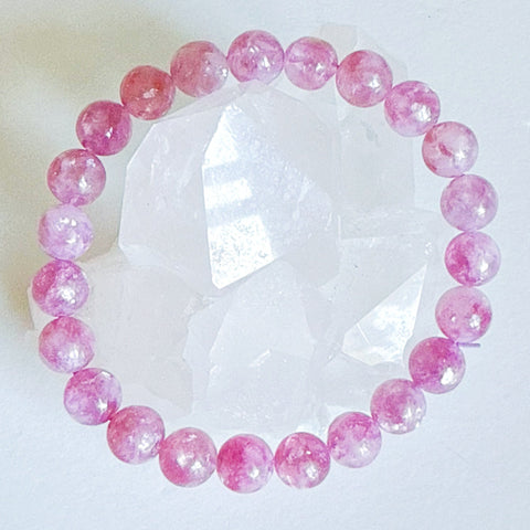 Rose Pink Lepidolite Bracelet 8mm (Rare)