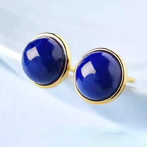Lapis Lazuli Stud Earring 925 Sterling Silver
