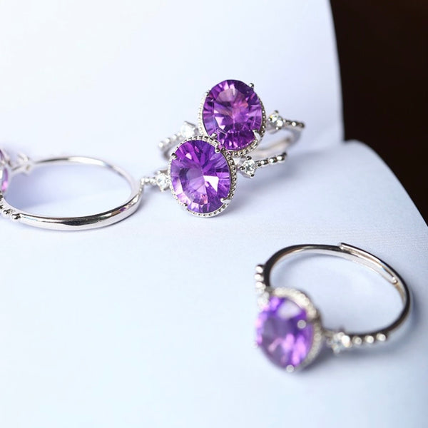 Amethyst Ring (Oval) 925 Sterling Silver