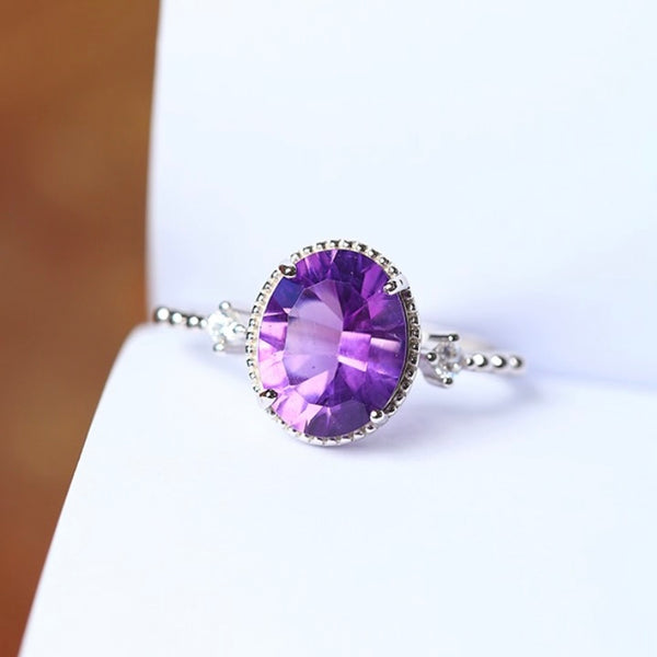Amethyst Ring (Oval) 925 Sterling Silver