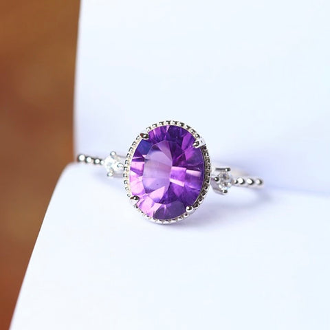 Amethyst Ring (Oval) 925 Sterling Silver