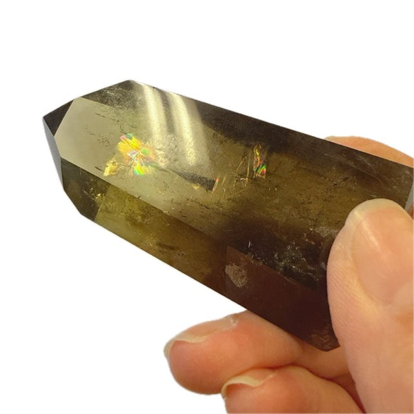 Smoky Citrine Tower with Rainbows 3