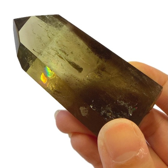 Smoky Citrine Tower with Rainbows 3